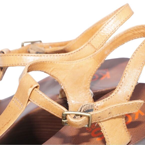 Michael Kors Wooden Tan Leather Platform Wedges, Size 8.5 - Picture 4 of 11